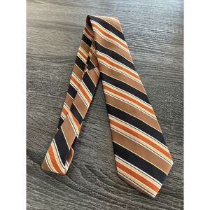 Mark of California Vintage Striped Neck Tie Black Orange Brown Gray White